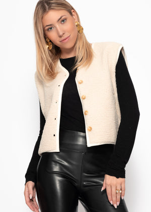 Teddy vest oversized - beige