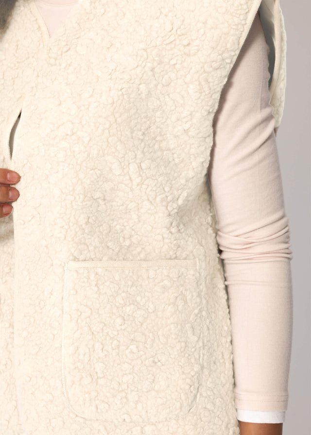 Teddyweste mit Taschen - beige