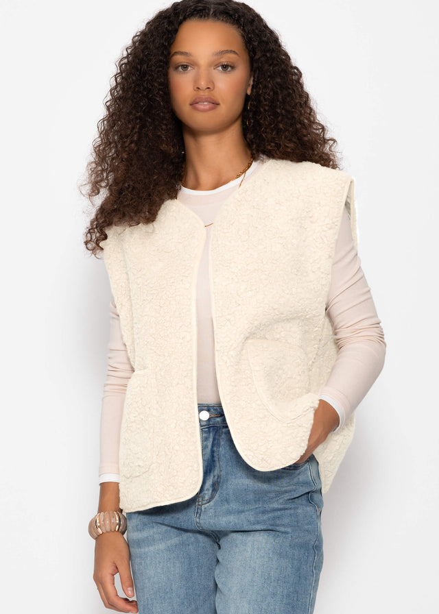 Teddyweste mit Taschen - beige
