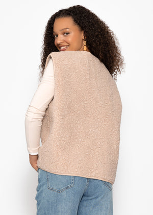 Teddy vest with pockets - beige