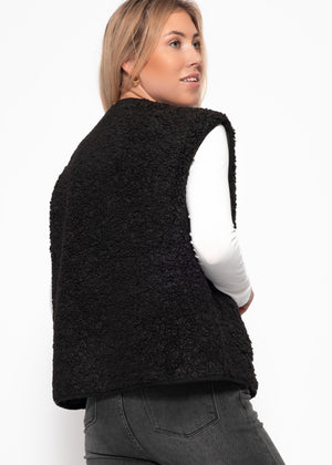 Teddyweste mit Taschen - schwarz