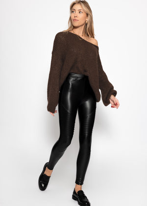 Thermo Biker Lederleggings - schwarz