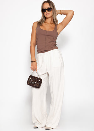 Top with decorative seam - brown