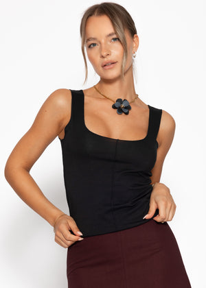 Top with decorative seam - black
