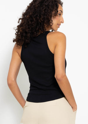 Geripptes Tank Top - schwarz