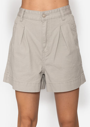 Wide High Waist Jeans Shorts - Greige