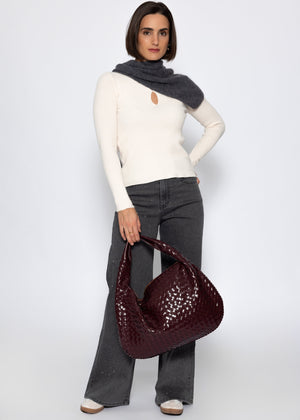 Wide-leg jeans with rhinestones - dark grey