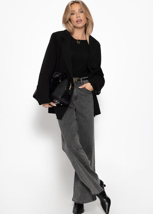 Wide-leg jeans with rhinestones - dark grey