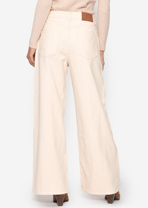 Wide Leg Jeans mit hohem Bund - beige