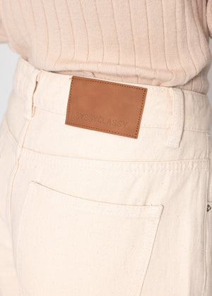 Wide Leg Jeans mit hohem Bund - beige