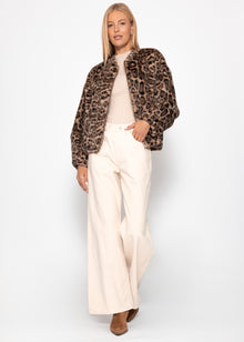 Wide leg jeans with a high waistband - beige