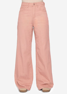 Wide leg jeans with a high waistband - pink