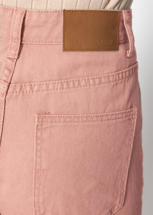 Wide Leg Jeans mit hohem Bund - rosa