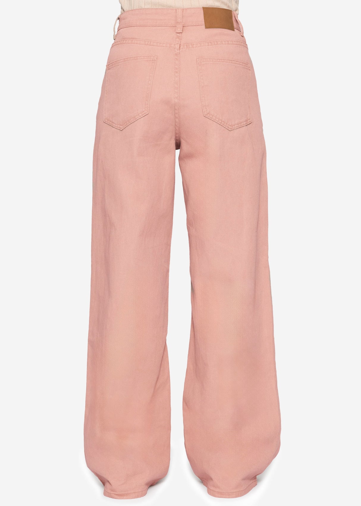 Wide Leg Jeans mit hohem Bund - rosa