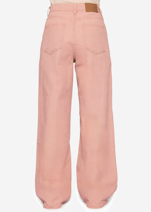 Wide Leg Jeans mit hohem Bund - rosa