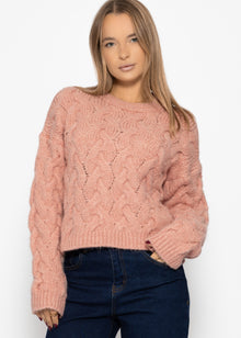 Cable knit sweater - pink