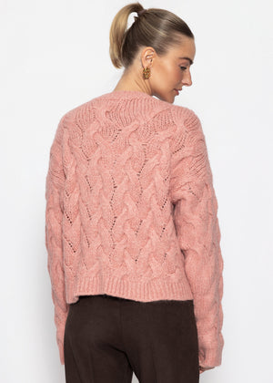 Zopfmusterpullover - rosa