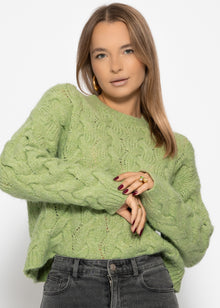 Cable knit sweater - sage green