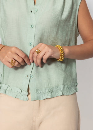 Ärmellose Chiffon Bluse - salbeigrün