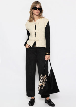 Sleeveless waistcoat with toggle fastening - off-white