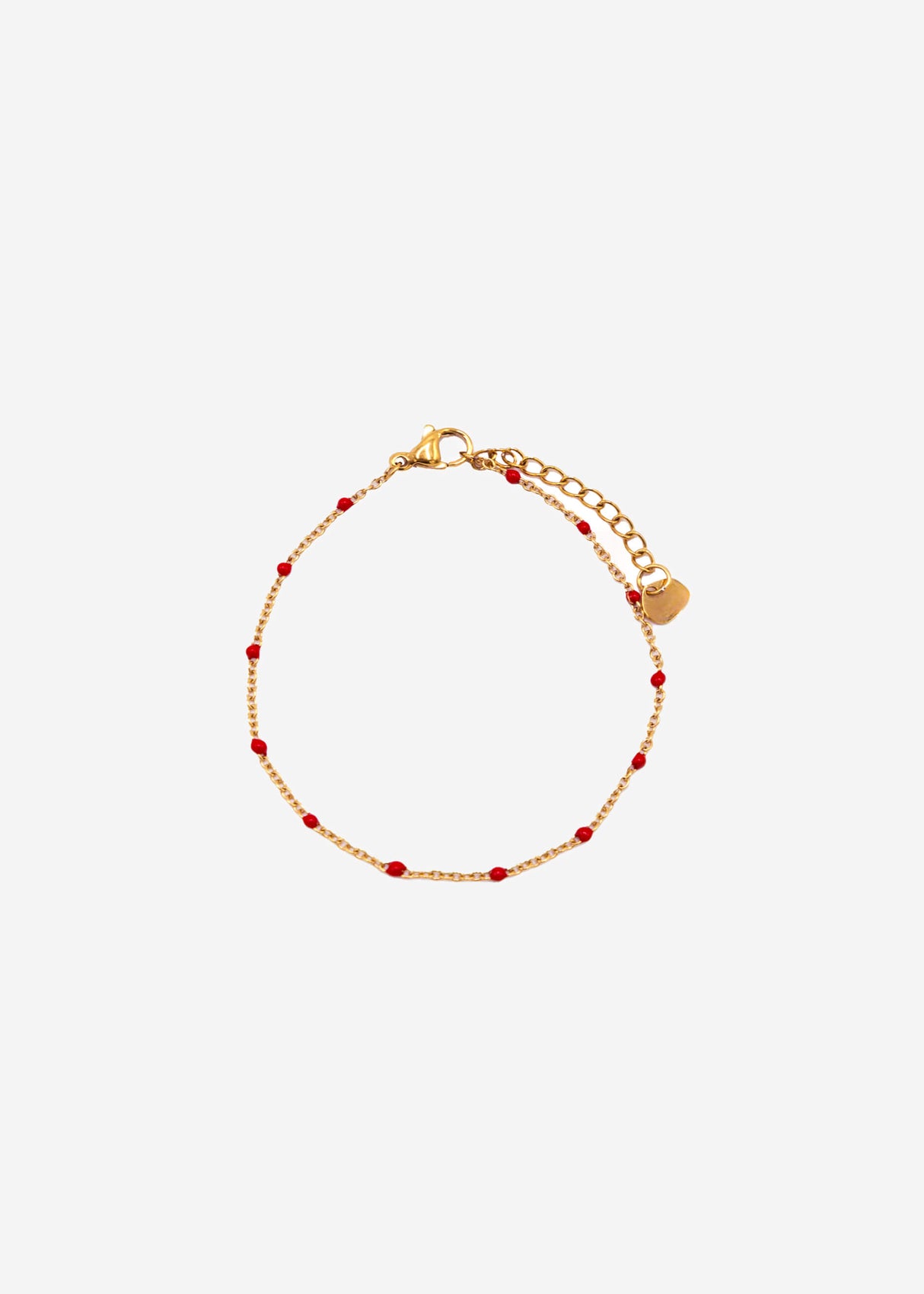 Bracelet with red beads - gold