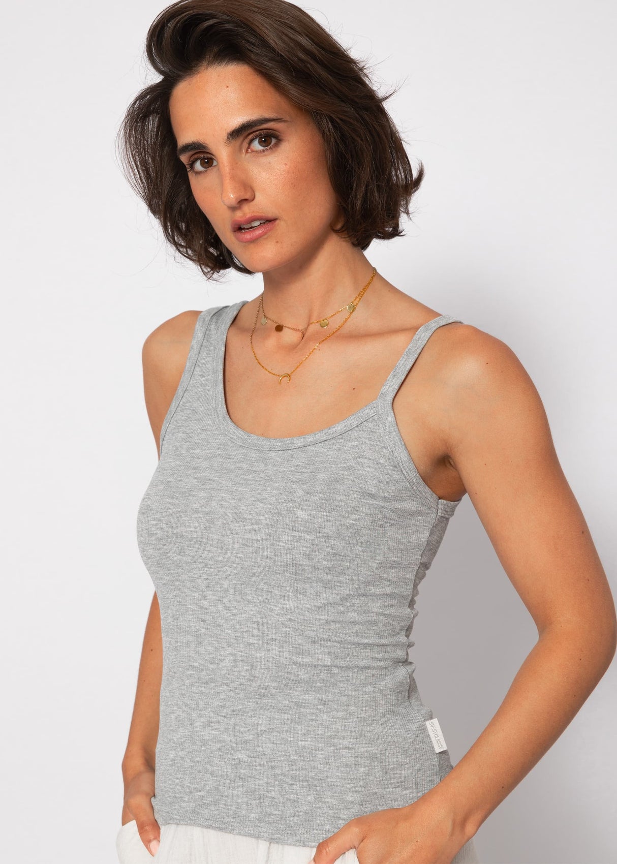 Asymmetric tank top - light grey