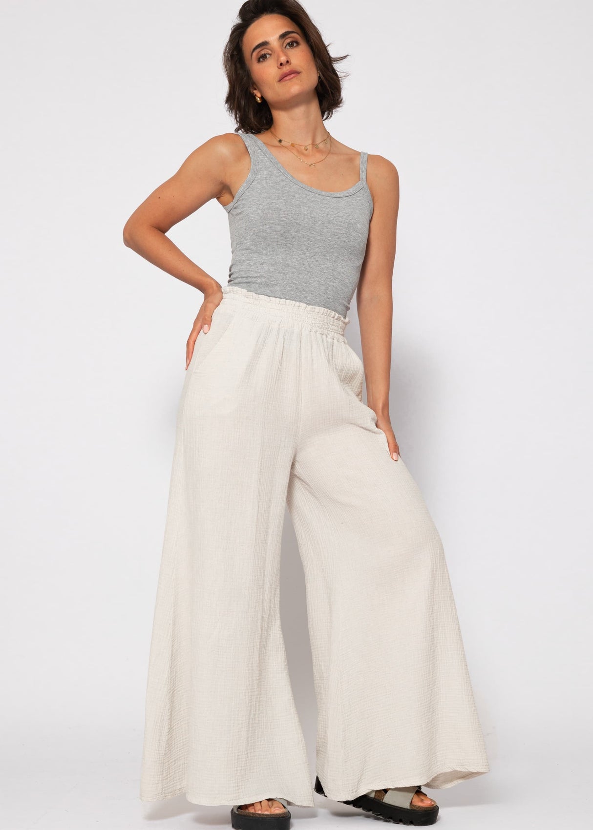 Asymmetric tank top - light grey