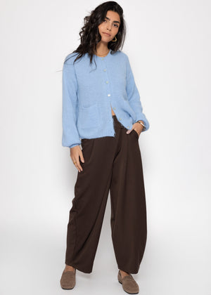 Strickjacke aus Alpaka-Mix - eisblau