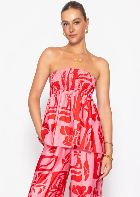 Bandeau Top mit Kunstprint - pink-rot by SASSYCLASSY