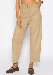 Barrel-Leg Hose in Wildlederoptik - beige