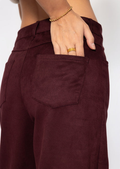Suede-look barrel-leg trousers - burgundy by SASSYCLASSY