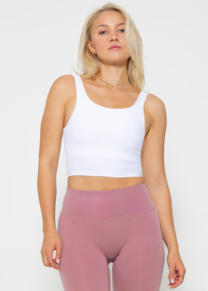Cross of crop sports bra with cross - white