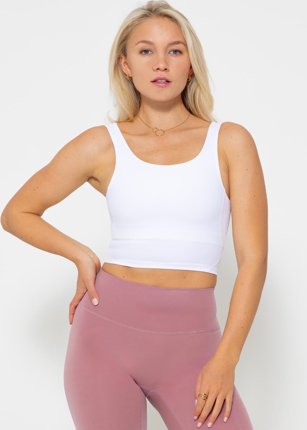 Cross of crop sports bra with cross - white