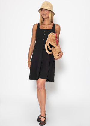 Baumwoll Jerseykleid - schwarz