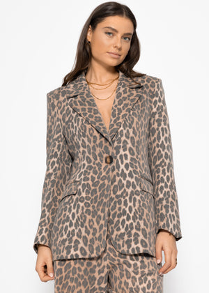 Blazer mit Leo-Print - braun