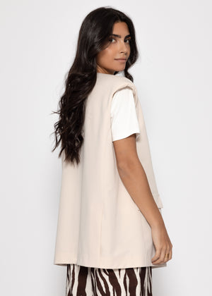 Oversized v-neck blazer vest - beige