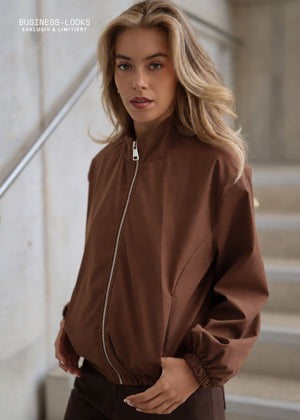 Blousonjacke mit elastischem Bund - braun
