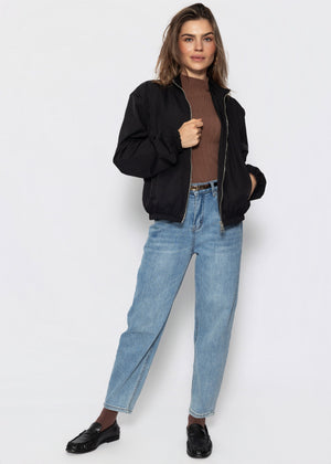 Blousonjacke mit elastischem Bund - schwarz