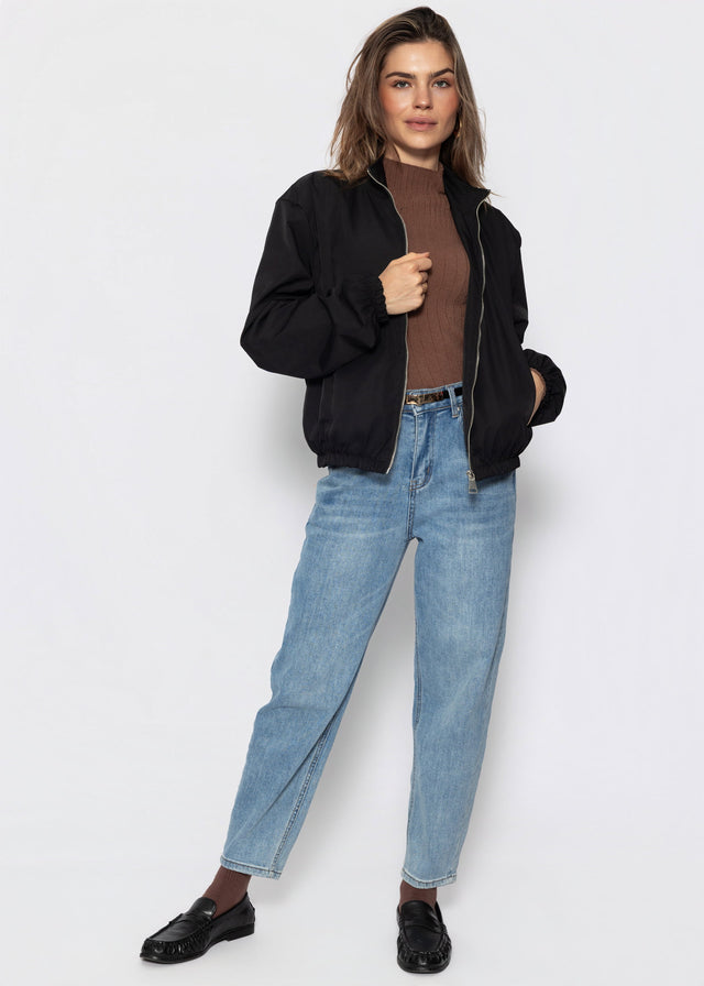 Blousonjacke mit elastischem Bund - schwarz