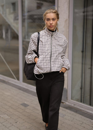 Blousonjacke mit Karomuster - greige