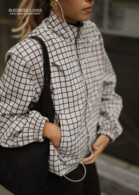 Blousonjacke mit Karomuster - greige
