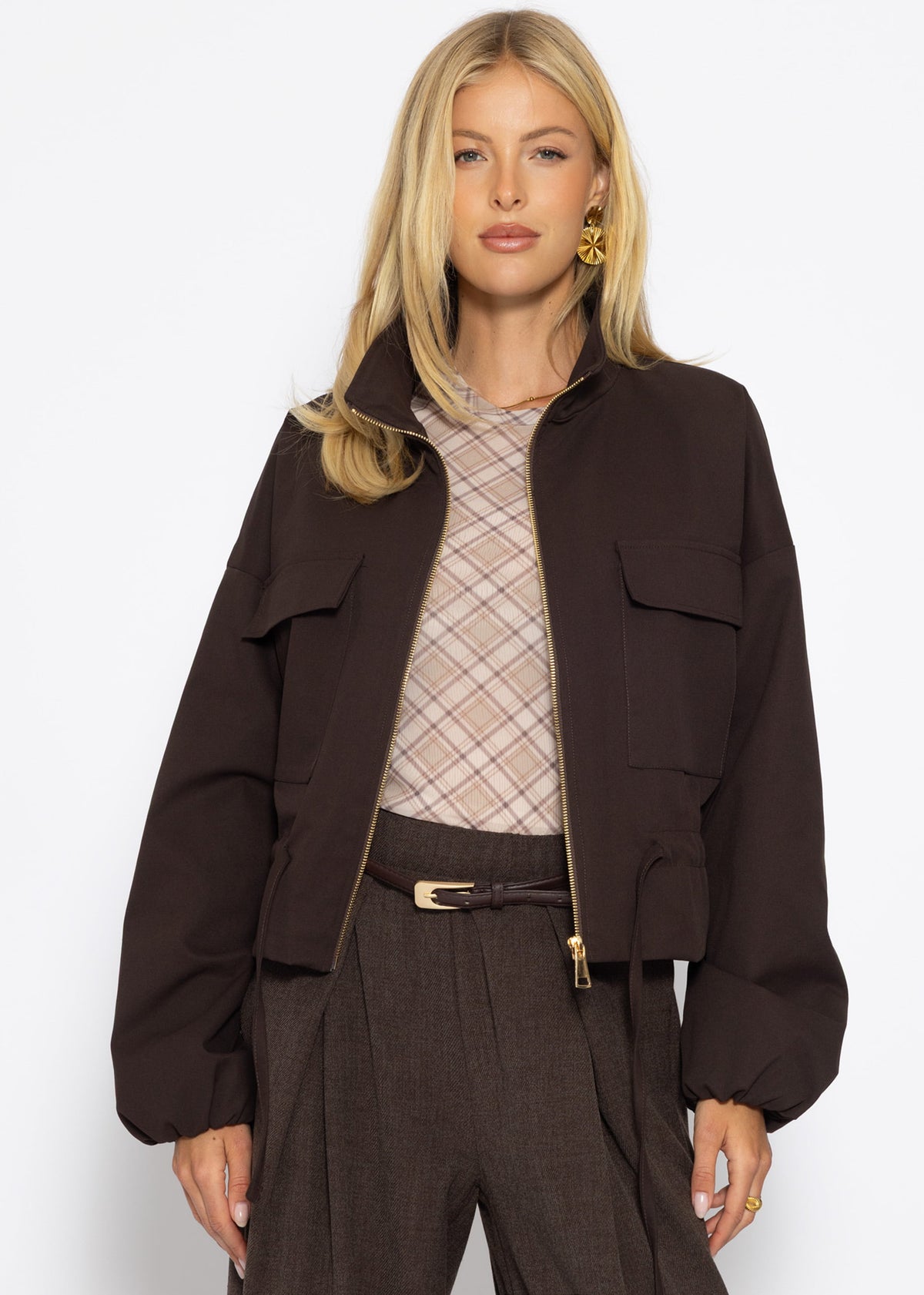 Blousonjacke mit Stehkragen - braun