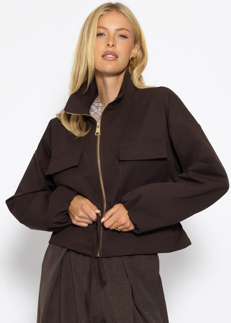 Blousonjacke mit Stehkragen - braun