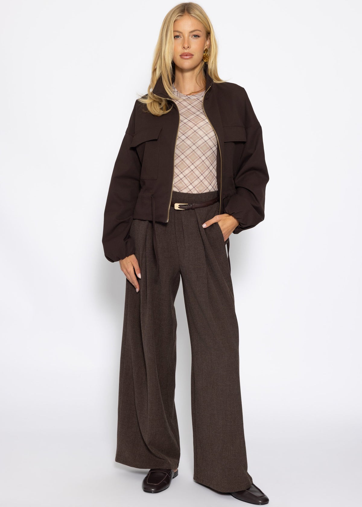Blousonjacke mit Stehkragen - braun
