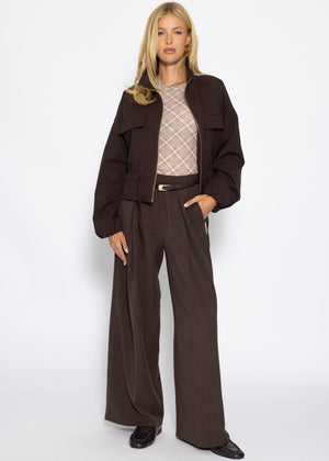 Blousonjacke mit Stehkragen - braun