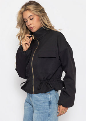 Blousonjacke mit Stehkragen - schwarz