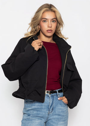 Blousonjacke mit Stehkragen - schwarz
