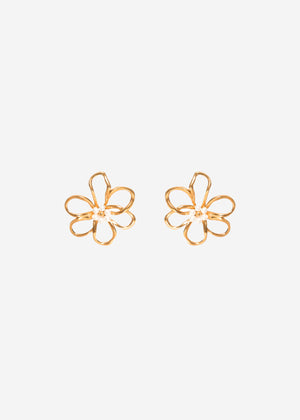 Flowers earrings with pearls - gold