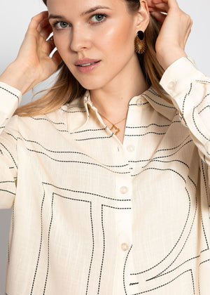 Bluse mit Print - creme