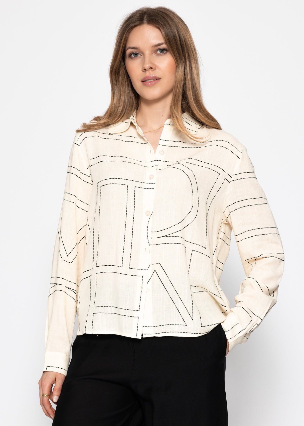 Bluse mit Print - creme
